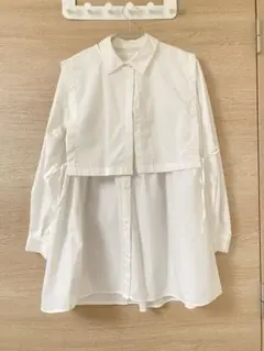 GU ホワイトレイヤード長袖シャツ