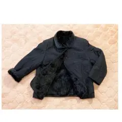 バラ刺繍ジャケット　ブラック　LLサイズ　裏フェイクファー　暖か　ゆったり