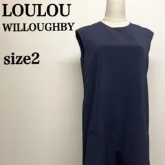 LOULOU WILLOUGHBY ノースリーブ上品Aラインワンピース ネイビー
