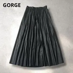 GORGE フェイクレザー プリーツスカート ロング丈 ブラック Fサイズ