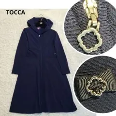 近年 L相当 トッカ ニット ワンピース コート フード Aライン リボン