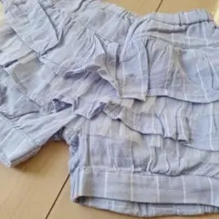 ラブ&ピース&マネー　2段フリル付き水色キッズショートパンツ サイズ100