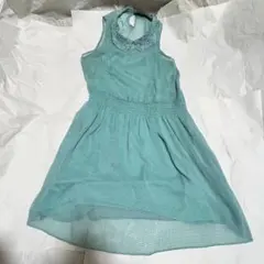 【美色】ZARA Trafaluc フレアワンピース 膝下丈 ターコイズ系 M