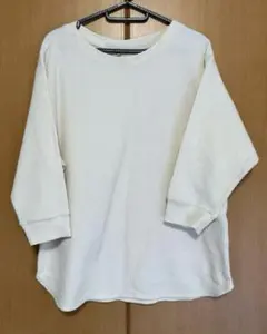 UNIQLO ユニクロ ワッフルクルーネックT （7分袖）オフホワイト XL