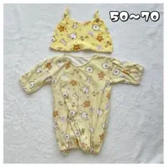 新生児 帽子付き 2wayオール ロンパース ドレスオール 50〜70