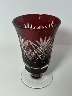 切子グラス3個セット　クリスタルカット赤グラス
