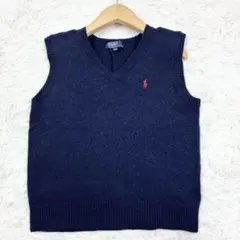 美品　ポロバイラルフローレン　ニット　ベスト　ワンポイントロゴ　刺繍ロゴ　150