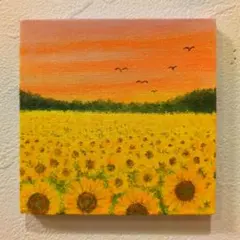 原画：ハガキサイズ】 初夏の田園風景 オイルパステル画 - メルカリ