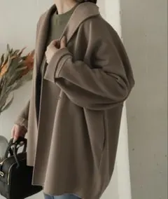 URBAN RESEARCH DOORS ウールミドルガウンコート モカ