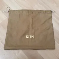 KITH ショップ袋 ブラウン　スウェード調　巾着　持ち運び　ロゴ　金　茶色￼のサムネイル