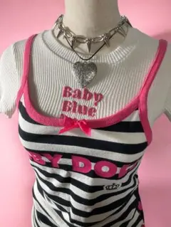 激安！最終価格y2kボーダー英字ビックロゴ平成ギャルロックNANAゴシック