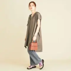 アメリカーナ ビューティ&ユース フードポンチョプルオーバー カットソー ワンピ