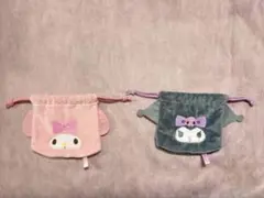ガチャガチャ　ふわふわフェイス巾着 マイメロディ　クロミ　2点セット　サンリオ
