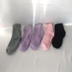 新品　無地　靴下　5足セット　黒、グレー、ピンク、パープルのみ2足