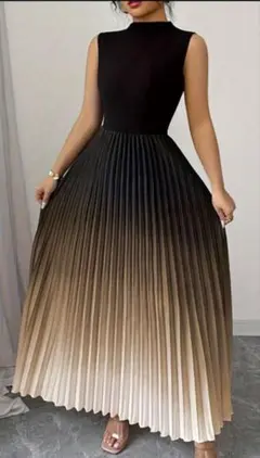 社交ダンス用　練習着&ミニパーティーに　プリーツスカートワンピース　ノースリーブ