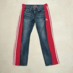 REDCARD adidas ドッキングデニム　再構築　y2k 赤　切り替え