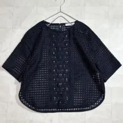 ADORE サークルレースブラウス 刺繍レース ネイビー38のサムネイル