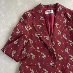 used レトロ えんじ色 花柄 ジャケット 古着 ヴィンテージ vintage