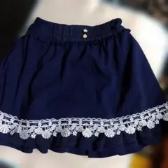 axes femmeKIDSネイビー レース、キュロット付きスカート