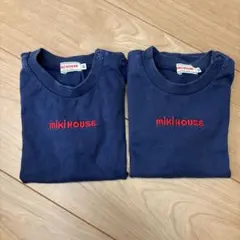 ミキハウス　ロゴTシャツ ネイビー　90cm 双子