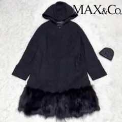 【フォックスファー 美品✨】マックスマーラ フーデットコート ロング丈 M相当