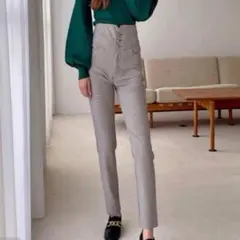 千鳥格子柄ハイウエストスキニー