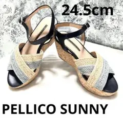 【状態良好】PELLICO SUNNYクロスストラップウェッジサンダル24.5のサムネイル