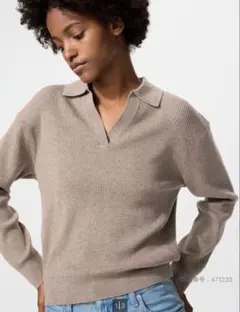 UNIQLO ユニクロ　ウォッシャブルニットリブポロセーター