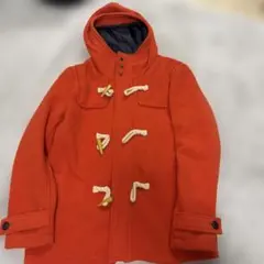 オレンジ ダッフルコート フード付き