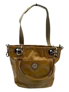 コーチ ショルダーバッグ ブラウン パテントレザー 2WAY レディース 大容量