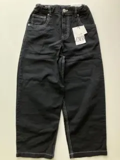新品ZARA140 黒ストレートレッグパンツ