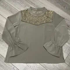 le.coeurblanc ルクールブラン レース切り替えグレーシャツ M