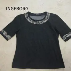 【美品】インゲボルグ INGEBORG ロゴデザイン カットソー S 黒のサムネイル