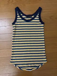 夏に最高！ ストライプ リブタンクトップ イエロー/ネイビー