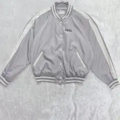 レピピ グレー ジャケット スカジャン XS シルバー ジャンパー 刺繍 ロゴ