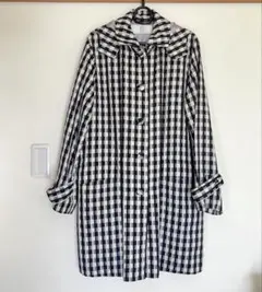 フード付きチェックコート／モニコト ギンガム風　白黒