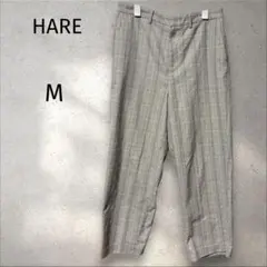 HARE＊チェック ワイドパンツ 【M】グレンチェック スラックス ゆったり