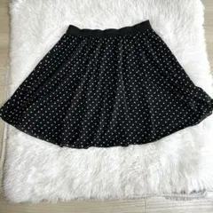NATURAL BEAUTY BASIC黒 水玉模様 フレアスカート Mサイズ