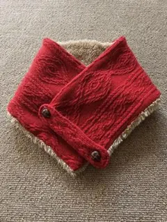 WhipCream 赤 ケーブル編み マフラー 柔らかボアで暖か♪ベビー&キッズ