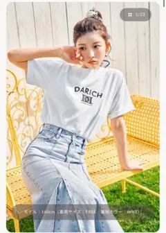 【a✩プロフ必読様】ダーリッチ オープンリボンTシャツ フリーサイズ ホワイト リボンレース風プリントTシャツ(130 ホワイト): トップス