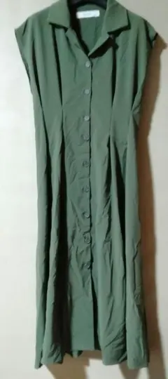 BARAK オリーブグリーン 開襟シャツワンピース M
