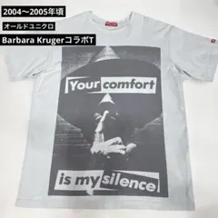 【00s•オールドユニクロ】バーバラクルーガー アートTシャツLサイズ　グレーのサムネイル