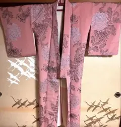着物 袷 くすみピンク 菊 大人っぽい 和装 和服 パーティ 会食 おでかけ