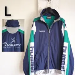 90s ヒュンメル　HUMMEL　ナイロンジャケット　ロゴプリント グリーン