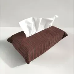 【箱なし用М】外れにくい♪ざっくり素材の和モダンティッシュケース 赤茶 Мサイズ