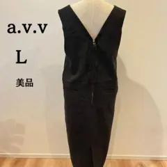 【美品】a.v.v ワンピース ロングワンピース 袖なしレディース ブラック