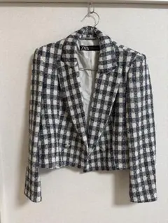 ZARA ツイード チェック柄 クロップドジャケット