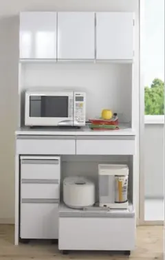ディノス キッチン収納3点セット レンジボード キッチンカウンター ワゴン 美品のサムネイル