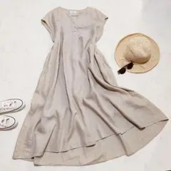 美品UNTITLED アンタイトル フレンチスリーブロングワンピース 洗える