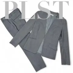 ✨美品✨ PLST ノーカラー セットアップ スーツ チェック グレー XS